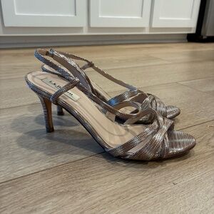 LK Bennett Lourdes Metallic Leather Slingback Pump Heel Size 37/7